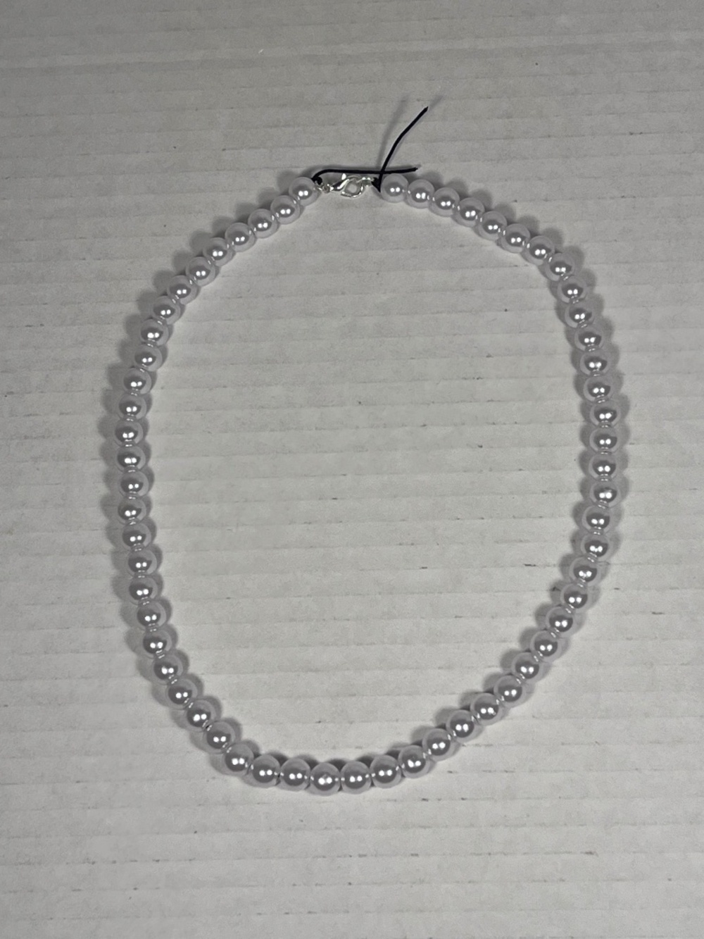 8mm White Faux Pearl Bead Necklace ~18 inches